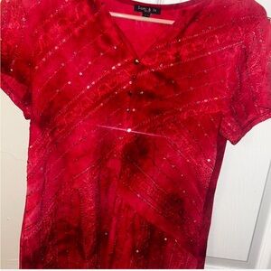 Sami & Jo Vibrant Red Sequin Blouse
